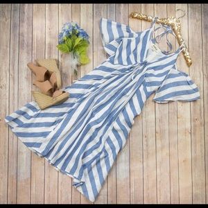 Linen Cold Shoulder Dress